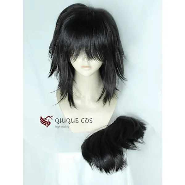 Demon Slayer Kimetsu no Yaiba Tomioka Giyuu Cosplay Peruk Svart Clip Hästsvans Värmebeständigt Syntetiskt Hår Anime Peruker + Perukmössa One Size> Peruker