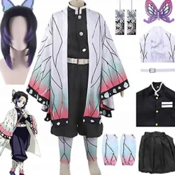 Demon Slayer Kochou Shinobu Cosplay Kostym Peruk-FS-> Dräkter