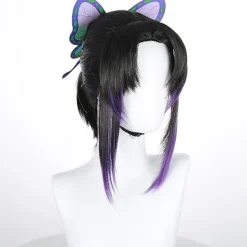 Demon Slayer Kochou Shinobu Cosplay Peruk Syntetiskt Hår Peruker Med Hår Tillbehör><noscript><img width=