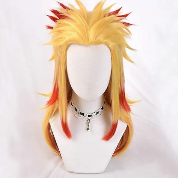 Demon Slayer Rengoku Kyoujurou Cosplay Kostym Kimono Uniform Outfit Halloween Party Anime Rollspel Fancy Dress Set-c Endast One Size - Wig> Peruker