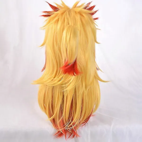 Demon Slayer Rengoku Kyoujurou Cosplay Kostym Kimono Uniform Outfit Halloween Party Anime Rollspel Fancy Dress Set-c Endast One Size - Wig> Peruker