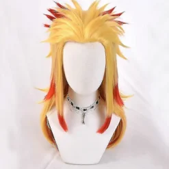 Demon Slayer Rengoku Kyoujurou Cosplay Party Kostym Outfits Halloween Party Anime Set Gåvor E Endast Peruk 2XL> Peruker