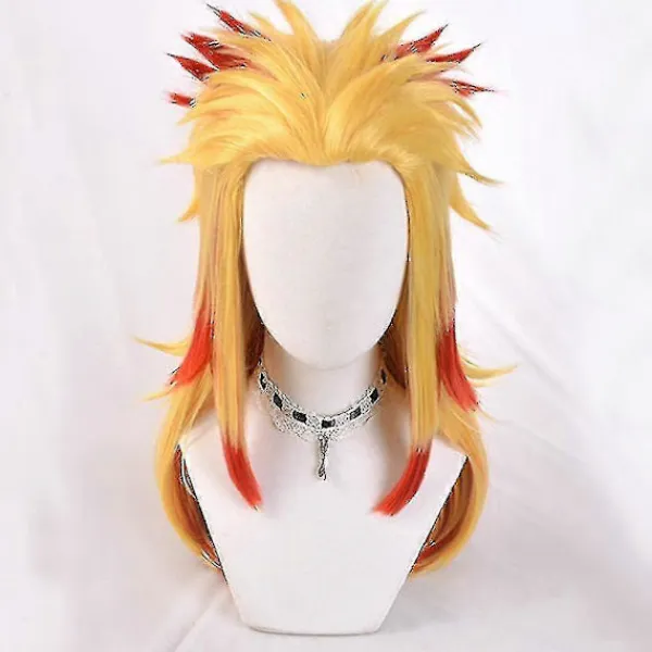 Demon Slayer Rengoku Kyoujurou Cosplay Party Kostym Outfits Halloween Party Anime Set Gåvor E Endast Peruk 2XL> Peruker