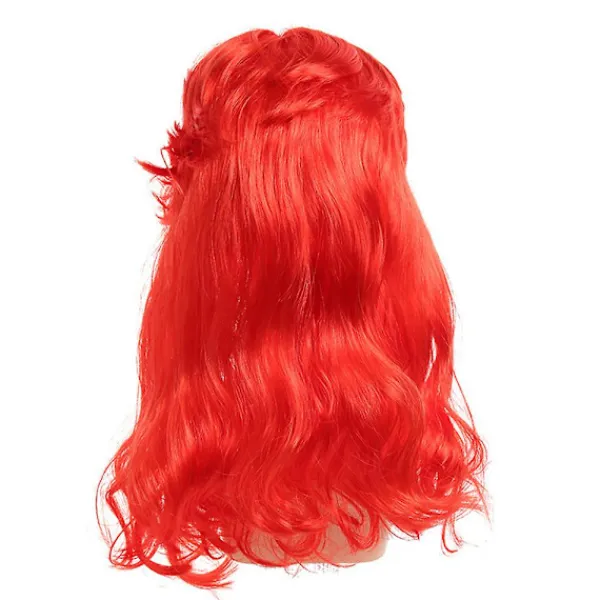 Den lilla sjöjungfrun kostym peruk för vuxna kvinnor lång vågig röd cosplay hår peruk cosplay tillbehör för Halloween karneval fest> Peruker