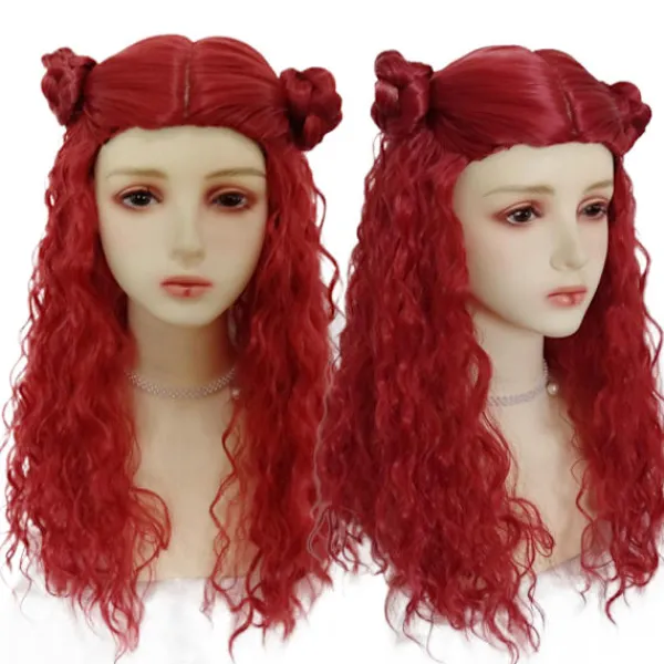 Descendants 4: Röd Lockig och Vågig Peruk för Halloweenfest och Cosplay> Peruker