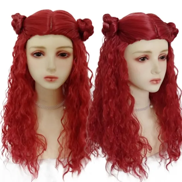Descendants 4: Röda Lockiga och Vågiga Peruken för Halloweenfest och Cosplay> Peruker