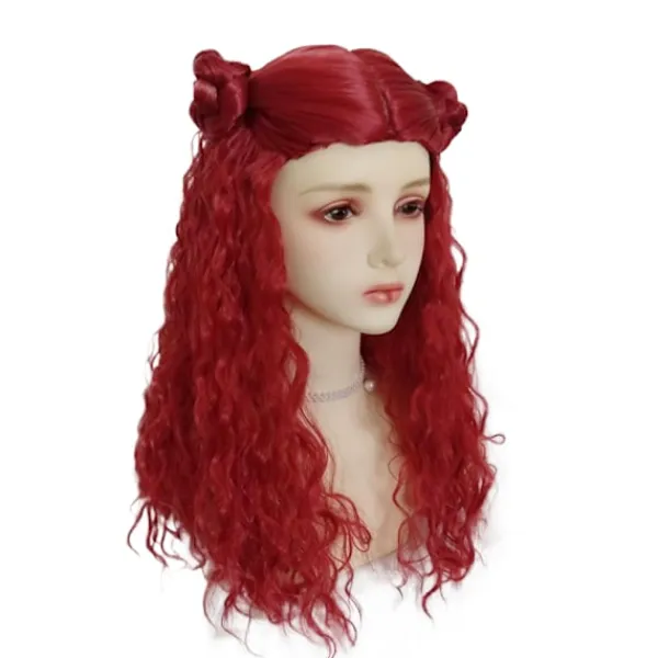 Descendants 4: Röda Lockiga och Vågiga Peruken för Halloweenfest och Cosplay> Peruker
