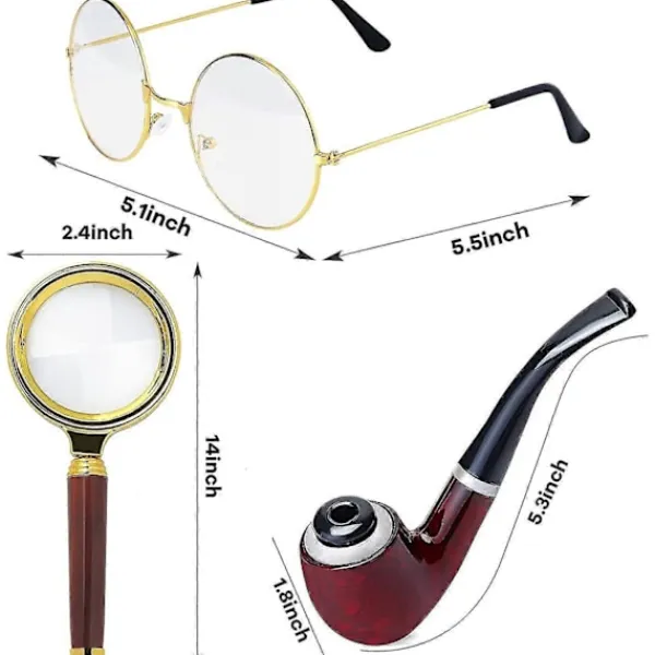 Detective Kostym Tillbehör Set Detektivhatt Rollspel Utklädningskostym Detektiv Cosplay Prop 2025:e> Tillbehör