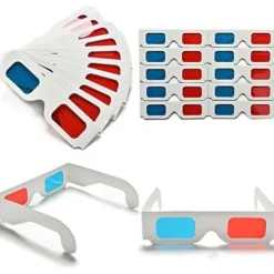 3D-glasögon i papper, röd och cyan anaglyf, vit kartongram, 5><noscript><img width=