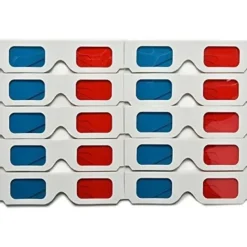 3D-glasögon i papper, röd och cyan anaglyf, vit kartongram, 5><noscript><img width=