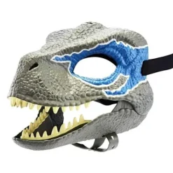 Generic Dino Mask Rörlig Käke, Skräck Dinosauriehuvud Cosplay Kostym, Realistisk Dinosauriehuvud Ansiktsskydd Blå> Masker