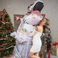 Dinosaurie Kostym för Vuxen Uppblåsbar T-Rex Dinosaurie Kostym Luftblåst Dino Kostym Rolig Halloween Kostym Cosplay Maskeraddräkt><noscript><img width=