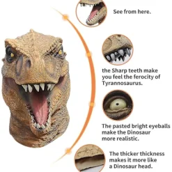 Dinosaurie Mask Latex Dinosauriehuvud Mask Nyhet Halloween Kostymfest Djur Jurassic Huvud Mask> Masker