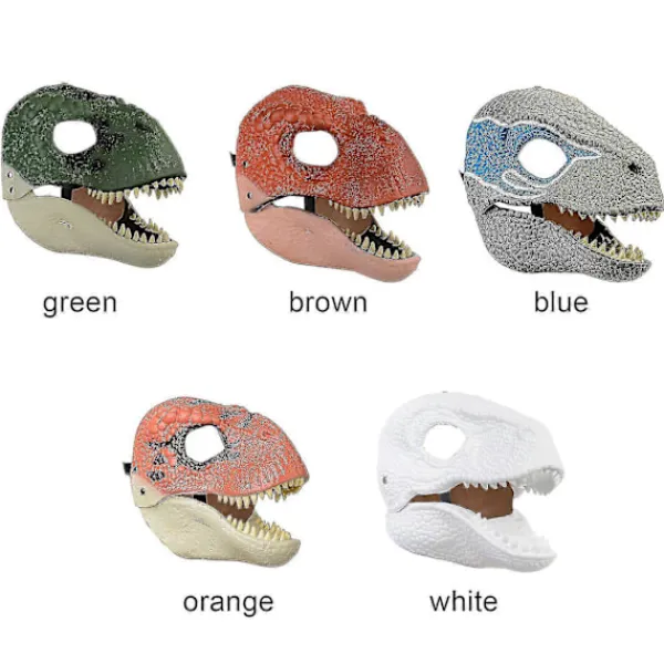 Dinosauriemask Huvudbonad, Jurassic World Dinosaurieleksaker med Öppningsbar Rörlig Käke, Velociraptor Mask & Tyrannosaurus Rex Mask Paket> Masker