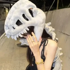 Dinosaurieskelett gosedjur, rolig dinosauriepark skelett huvudbonad, cosplay hatt, kreativ barnleksak 85cm (Children's Version)><noscript><img width=