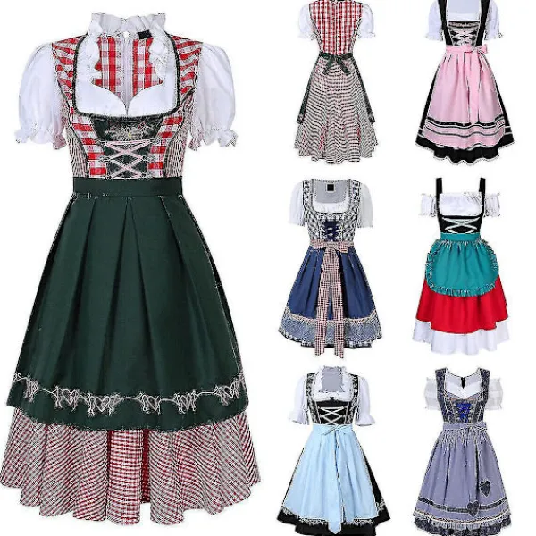 Dirndl Klänning tysk Oktoberfest bayersk öl Wench kostym Maid Festival Party Z X .q L> Dräkter