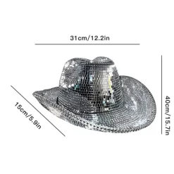 Disco Cowboy Hat Full Spegel Western Top Hat Holiday Ball Dress Up><noscript><img width=