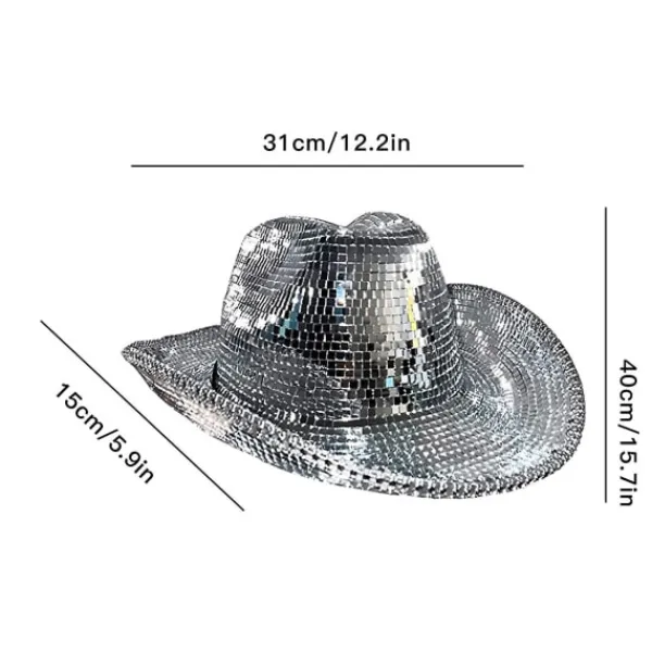 Disco Cowboy Hat Full Spegel Western Top Hat Holiday Ball Dress Up> Huvudbonader