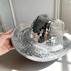 Disco Cowboy Hat Full Spegel Western Top Hat Holiday Ball Dress Up><noscript><img width=