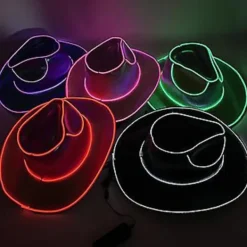 Disco Luminous Led Brudgum/Brud Cowgirlhatt Lysande Ljus Barkeps Bachelorette Party Tillbehör Blinkande Neon Western Cowboyhatt (Vit)><noscript><img width=
