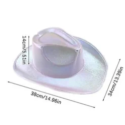 Disco Luminous Led Brudgum/Brud Cowgirlhatt Lysande Ljus Barkeps Bachelorette Party Tillbehör Blinkande Neon Western Cowboyhatt (Vit)><noscript><img width=