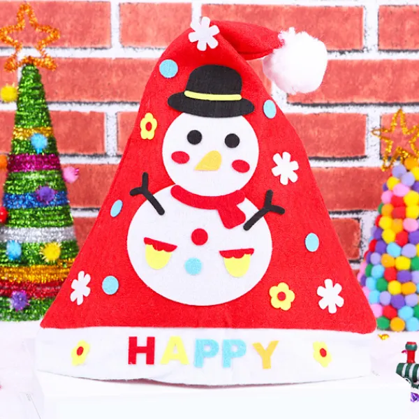 DIY Filt Julpyssel Nonwoven Tyg Snögubbe Hatt Ornament Handgjord Sömnadsleksak> Huvudbonader
