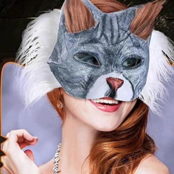 DIY Therian Mask Kit Katt Räv Djuransikte Kudde med Päls Halloween Rollspelsrekvisita för Maskerad Karneval Cosplay Fe,A> Masker
