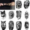 Djur Svartvitt Arm Vattentäta Tatueringsklistermärken> Smink