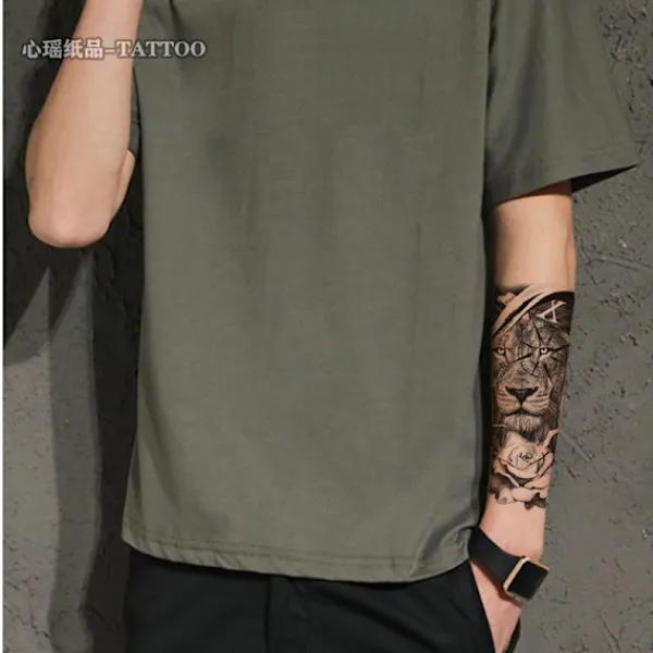 Djur Svartvitt Arm Vattentäta Tatueringsklistermärken> Smink