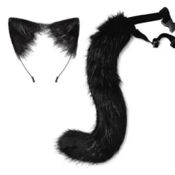 Djuröron Kawaii Plysch Kattöron Hårklämma Lolita Huvudbonad Halloween Cosplay, Svart> Huvudbonader