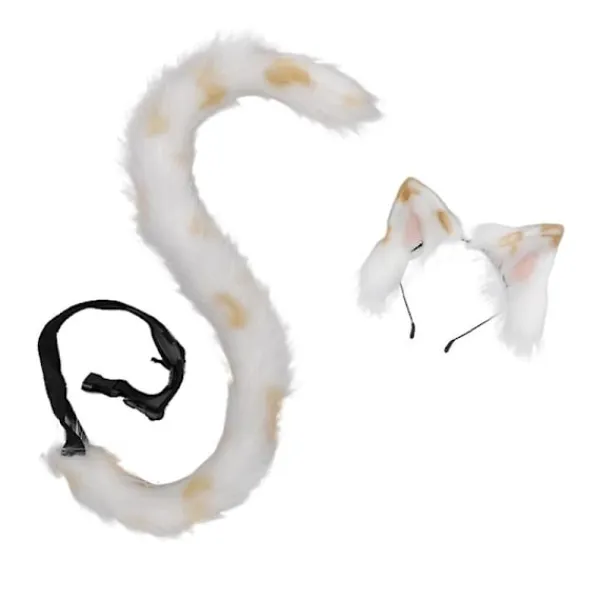 Djursvans med kattöron, hårbåge, plyschhuvudbonad, cosplay, festtillbehör (F)> Tillbehör