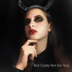 Djävulshorn diadem svart cosplay horn hårbåge gotisk skönhet halloween><noscript><img width=
