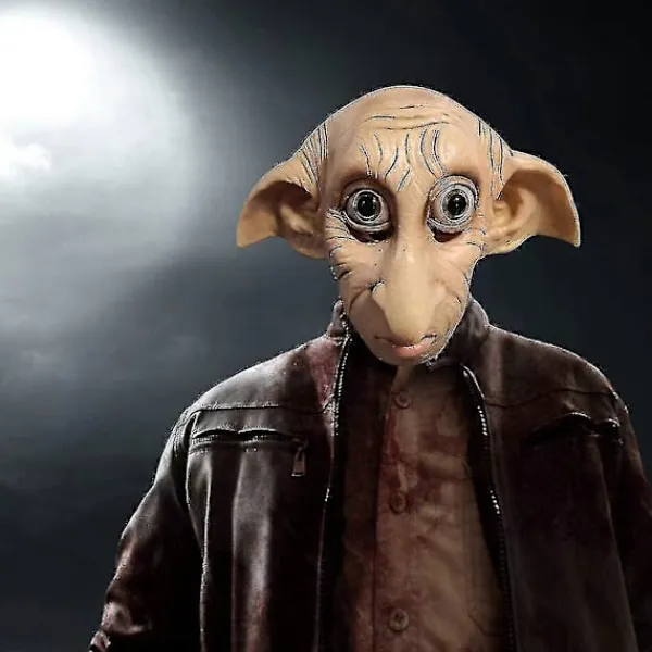 Dobby Mask, Halloween Cosplay Mask Alv Dvärg Alv Latex Mask Helhuvud Kostym Rekvisita Rea-FA-> Masker