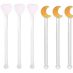 Dryckesstavar 6 st Omrörningsstav Multifunktion Assorterad Färg Glas Hemanvändning 12X2,5X1CM> Smink