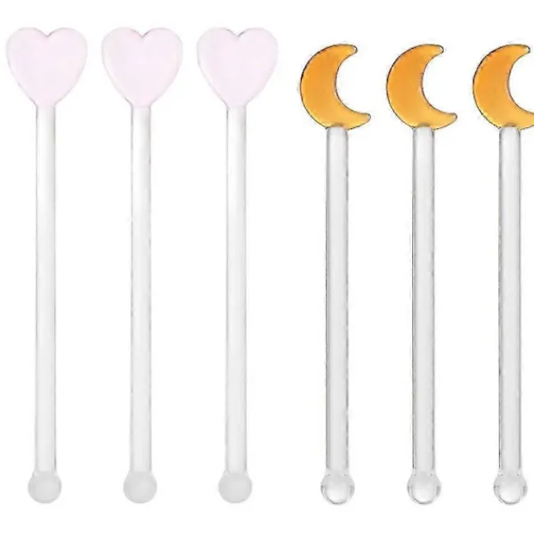 Dryckesstavar 6 st Omrörningsstav Multifunktion Assorterad Färg Glas Hemanvändning 12X2,5X1CM> Smink