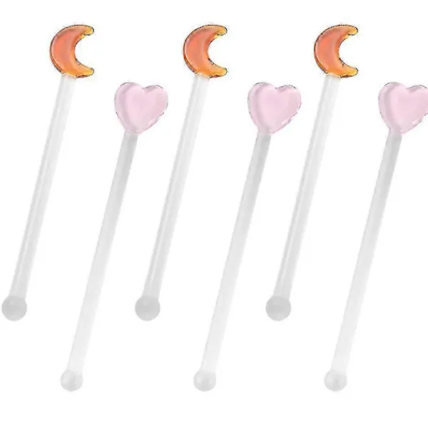 Dryckesstavar 6 st Omrörningsstav Multifunktion Assorterad Färg Glas Hemanvändning 12X2,5X1CM> Smink