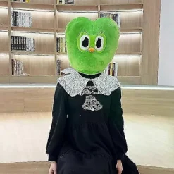 Duolingo grön uggla huvudbonad plyschdocka kudde hänge><noscript><img width=