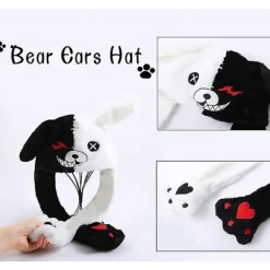 Dww-Kvinnor Flickor Björnöron Mössa med Rörliga Öron, Björnmössa Rörliga Öron, Rolig Plyschleksak Jul Födelsedagspresent för><noscript><img width=