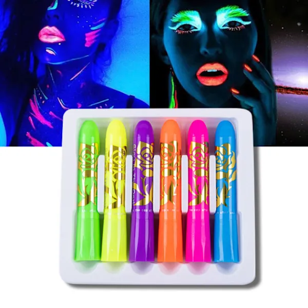 6:e set Glow In Dark Face Paint Uv Neon Face Paint Crayon Pen> Smink