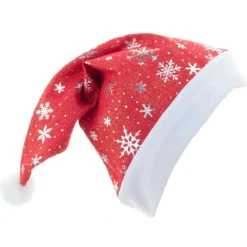 /EA/1 st Linne Julhatt Jultryck Hatt Flanellförgyllning Sno> Huvudbonader