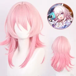 /EA/1 st Lång Rosa Rak Peruk för Honkai Star Rail 7 Mars Cosplay> Peruker