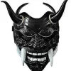 /EA/Svart Grå Japansk Samurajmask Hannya Oni Samuraj Latexmask, Halloween Demondräkt Mask, Japansk Samuraj Cosplay Mask> Masker
