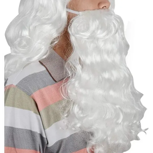 /EA/Tomte skägg och peruk set, vit tomtenisse peruk och skägg, en storlek> Tillbehör
