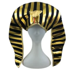 Egyptisk Farao Kostym Faraohatt Kung Huvudbonad Förgylld Kobra Kung för Klä Upp Fest Tillbehör><noscript><img width=