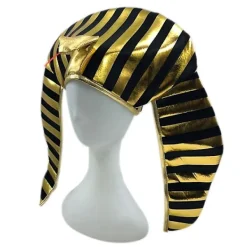 Egyptisk Farao Kostym Faraohatt Kung Huvudbonad Förgylld Kobra Kung för Klä Upp Fest Tillbehör><noscript><img width=