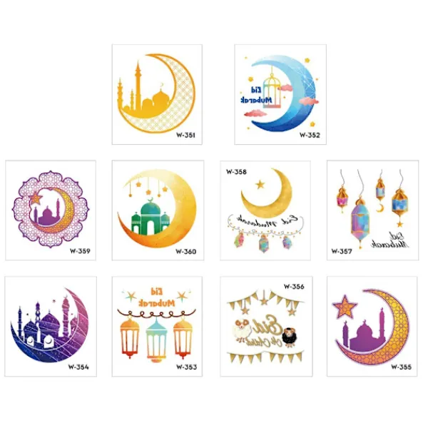 Eid Mubarak Tillfälliga Tatueringsdekaler Ramadan Kareem Dekoration> Smink