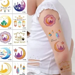 Eid Mubarak Tillfälliga Tatueringsdekaler Ramadan Kareem Dekoration><noscript><img width=