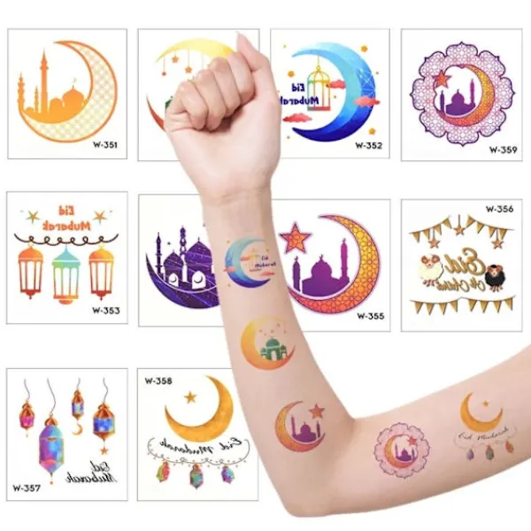 Eid Mubarak Tillfälliga Tatueringsdekaler Ramadan Kareem Dekoration> Smink