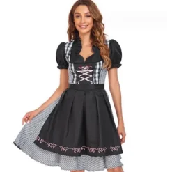 Elegant Svart Oktoberfest Dirndl Klänning för Kvinnor[JUN] XL> Dräkter