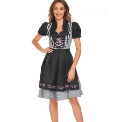 Elegant Svart Oktoberfest Dirndl Klänning för Kvinnor[JUN] XL> Dräkter